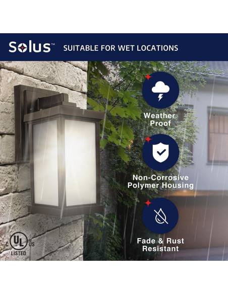 Luz de Pared de Seguridad Exterior Solus - Sensor Movimiento, Bronce