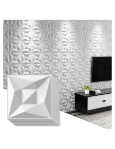 Paneles de Pared 3D Greymond PVC Blanco 33 Piezas 30x30 cm