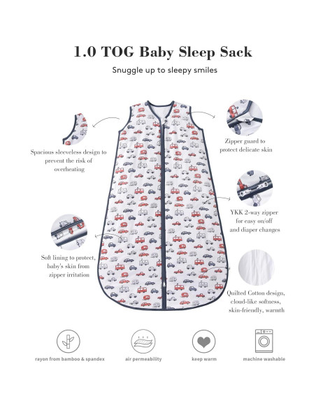 Saco de Sueño TADO MUSLIN 1.0 TOG para Bebé 2-4 Años Coches