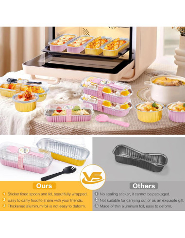 30 Moldes Rectangulares Desechables ZOXILEN 200ml Dorados