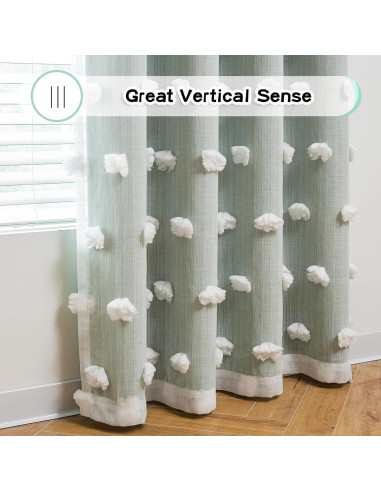 Cortinas MYSKY HOME Aqua 132x137 cm Doble Capa con Pom Pom