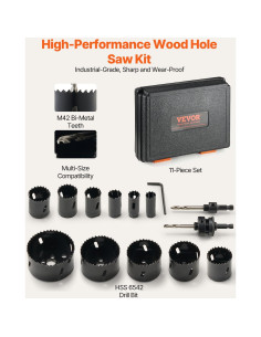 Kit de Sierras de Corona VEVOR 11 Piezas Bi Metal 1.9 a 7.6 cm 2