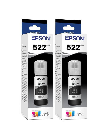Botella de Tinta Negra Epson 522 EcoTank Ultra Alta Capacidad (Paquete de 2)