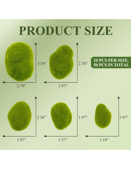 50PCS Bolas de Musgo Falso Fuxdre - 5 Tamaños Decorativos