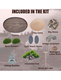 Kit de Jardín Zen Buddha WEBEEDY 30.6x16.5cm Decorativo 2