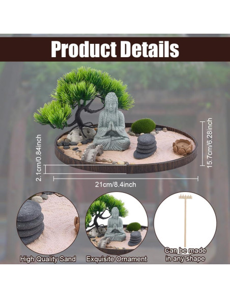 Kit de Jardín Zen Buddha WEBEEDY 30.6x16.5cm Decorativo