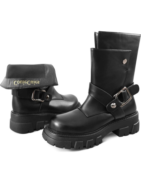 Botas Cortas de Motocicleta CouieCuies para Mujeres Negras