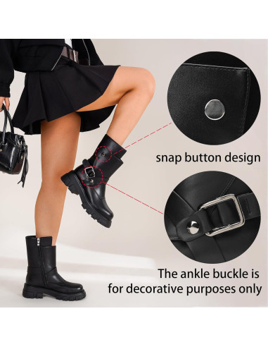 Botas Cortas de Motocicleta CouieCuies para Mujeres Negras