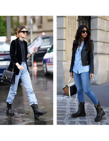 Botas Cortas de Motocicleta CouieCuies para Mujeres Negras