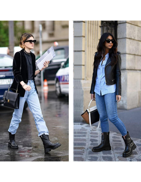 Botas Cortas de Motocicleta CouieCuies para Mujeres Negras