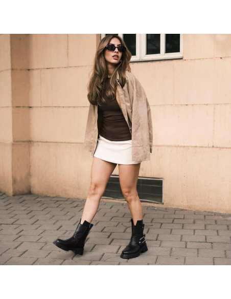 Botas Cortas de Motocicleta CouieCuies para Mujeres Negras