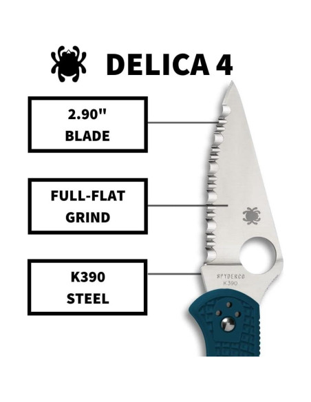 Cuchillo Plegable Spyderco Delica 4 K390 7.37 cm Azul