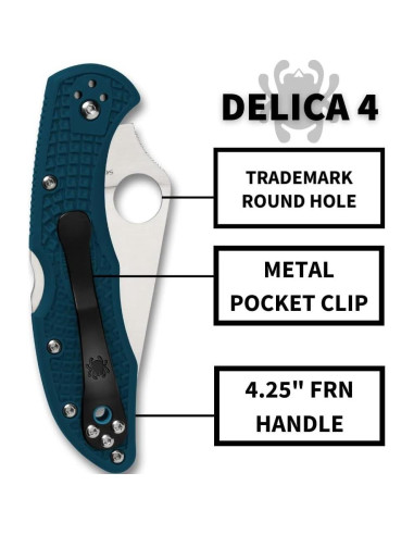Cuchillo Plegable Spyderco Delica 4 K390 7.37 cm Azul