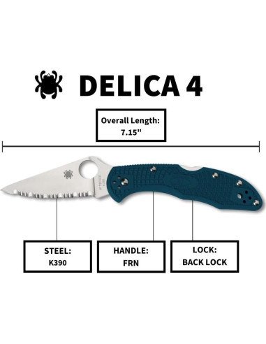 Cuchillo Plegable Spyderco Delica 4 K390 7.37 cm Azul