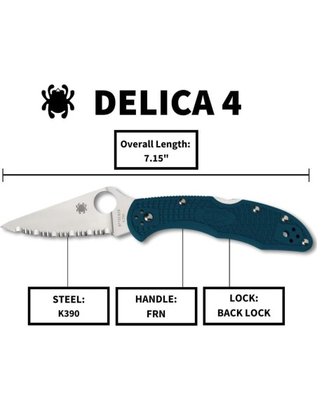 Cuchillo Plegable Spyderco Delica 4 K390 7.37 cm Azul