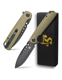Cuchillo Plegable Sitivien ST131 D2 Micarta Verde EDC Camping