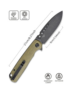 Cuchillo Plegable Sitivien ST131 D2 Micarta Verde EDC Camping 2