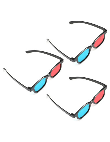 Gafas 3D Othmro - 3 Pcs Lente Rojo-Azul, Marco Plástico
