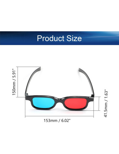Gafas 3D Othmro - 3 Pcs Lente Rojo-Azul, Marco Plástico