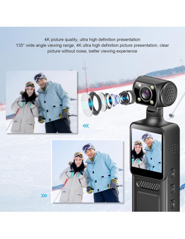 Cámara de Acción 4K Bewinner con Lente Rotatorio 180