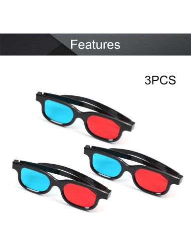 Gafas 3D Othmro - 3 Pcs Lente Rojo-Azul, Marco Plástico