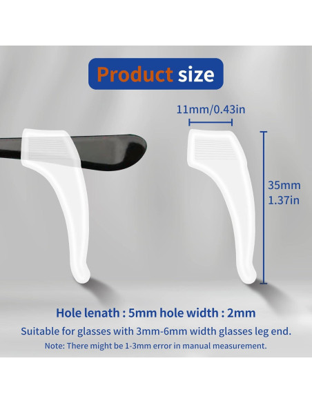 Ganchos Antideslizantes para Gafas de Oído - Silicona 6 Pzas