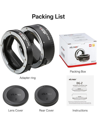 Anillos de Tubo de Extensión Macro VILTROX 12mm 24mm para Nikon Z