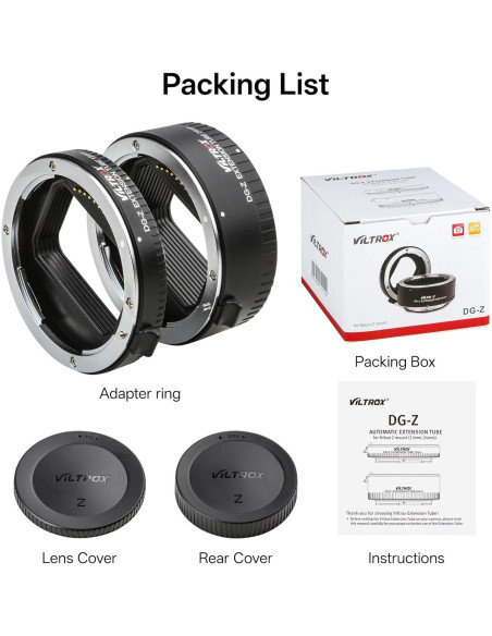 Anillos de Tubo de Extensión Macro VILTROX 12mm 24mm para Nikon Z