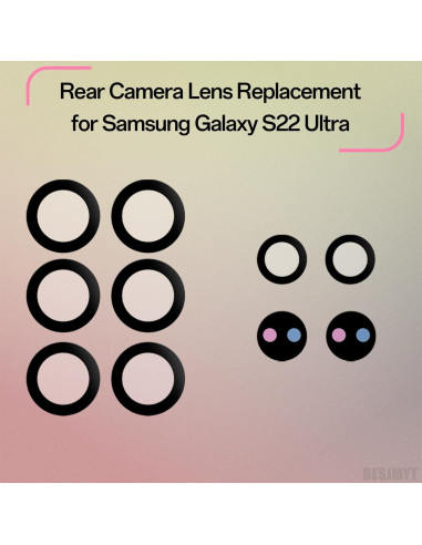Paquete de 2 lentes de cámara trasera BESJMYT para S22 Ultra