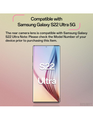 Paquete de 2 lentes de cámara trasera BESJMYT para S22 Ultra