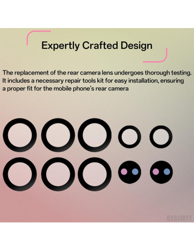 Paquete de 2 lentes de cámara trasera BESJMYT para S22 Ultra