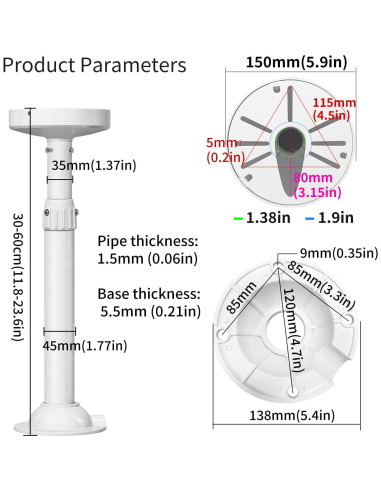 Soporte Extensible para Cámara de Seguridad ZT-NET 30-60 cm