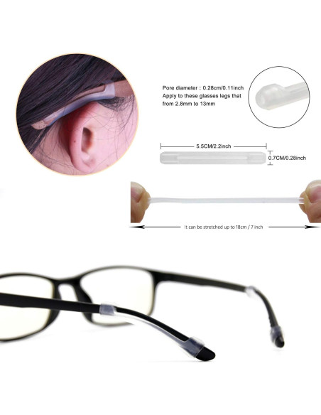 Mangas de agarre para gafas SMARTTOP - Silicona antideslizante Mangas de agarre para gafas SMARTTOP - Silicona antideslizante