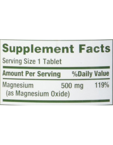 Magnesio Nature's Bounty 500mg 200 Tabletas Total