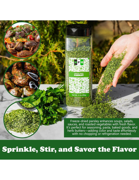 Copos de Perejil Liofilizado Natural Plus Green 85 Gr - Sazonador Sin Gluten