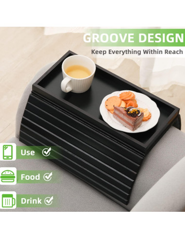 Bandeja de brazo de sofá GEHE de bambú plegable 45.72x33.53cm