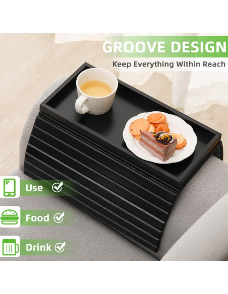 Bandeja de brazo de sofá GEHE de bambú plegable 45.72x33.53cm