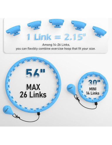 Aro de Hula Ponderado JLoibao D5 Ajustable 142-168 cm