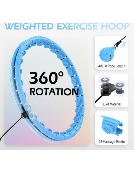 Aro de Hula Ponderado JLoibao D5 Ajustable 142-168 cm