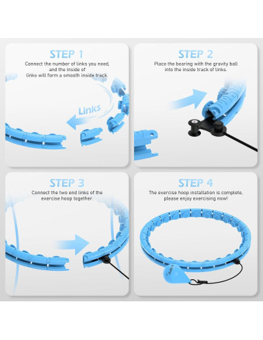 Aro de Hula Ponderado JLoibao D5 Ajustable 142-168 cm