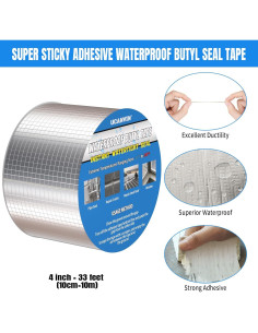 Cinta Butílica Impermeable UCANVIN 10.16cm x 10m para Reparación 2