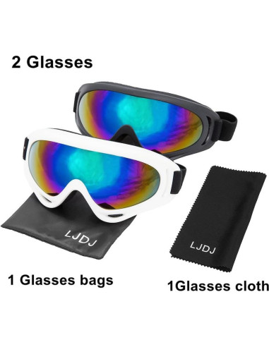 Gafas de esquí LJDJ - Pack de 2 - Protección UV y viento