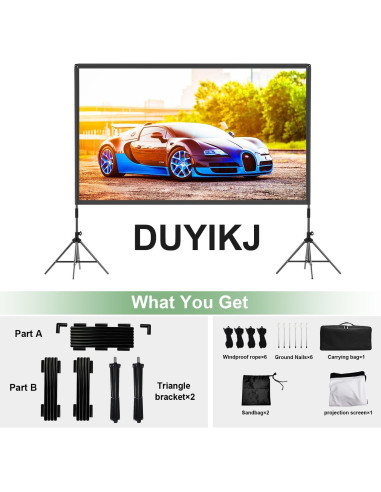 Pantalla de proyector portátil DUYIKJ 100 pulgadas 4K HD