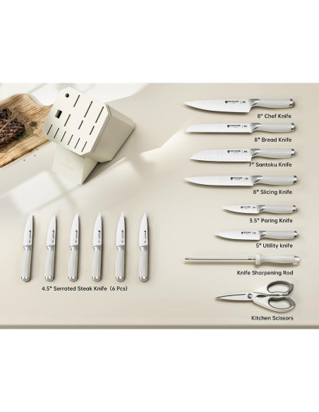 Juego de cuchillos de cocina BRODARK 15 piezas acero inoxidable