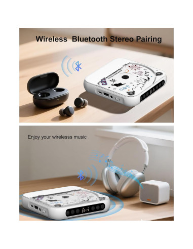 Reproductor de CD portátil ENVYCLOUD 918 Bluetooth recargable