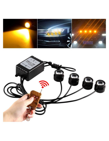 Luz de Advertencia LED Teguangmei 4 en 1 Ámbar 12V Control Remoto