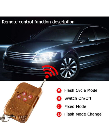 Luz de Advertencia LED Teguangmei 4 en 1 Ámbar 12V Control Remoto