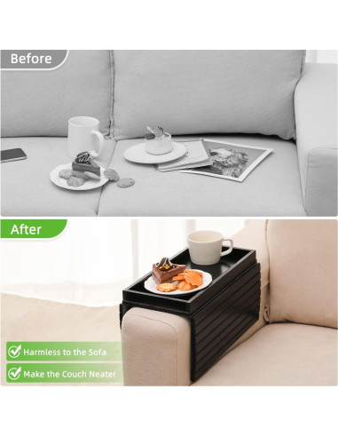 Bandeja de brazo de sofá GEHE de bambú plegable 45.72x33.53cm