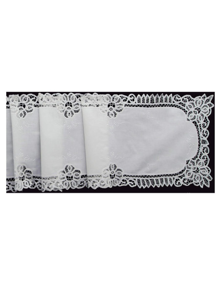 Caminito de Mesa de Encaje Battenburg Blanco Creative Linens 40x224 cm