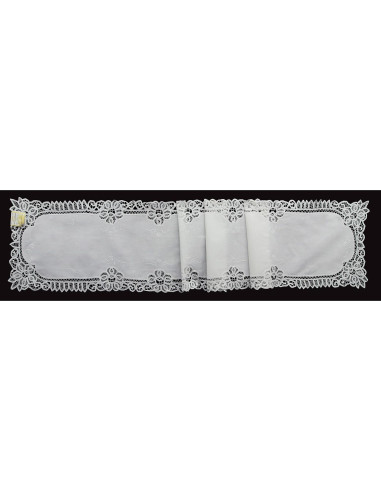Caminito de Mesa de Encaje Battenburg Blanco Creative Linens 40x224 cm